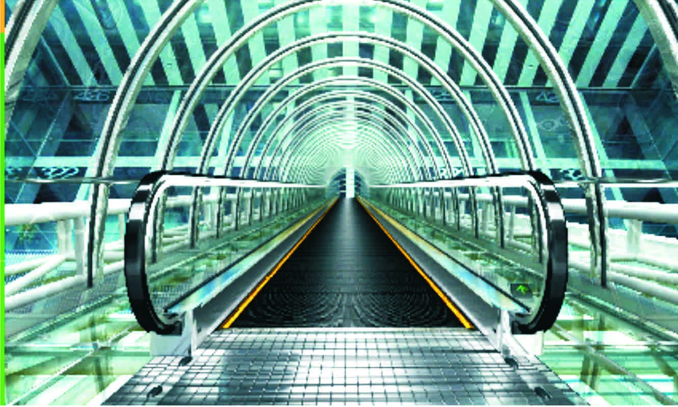 Moving walkway in an enclosed passage